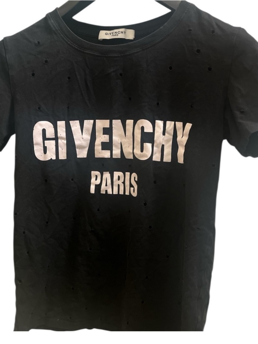 Givenchy Paris distressed black t-shirt